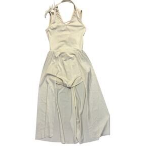 Curtain Call Ivory Rhinestone Lattice Back Dance Costume L